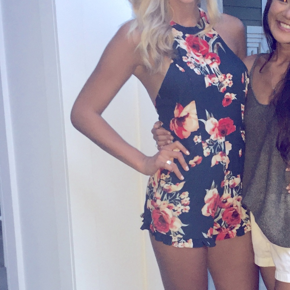 Floral romper | ruffle detail on the bottom | backless